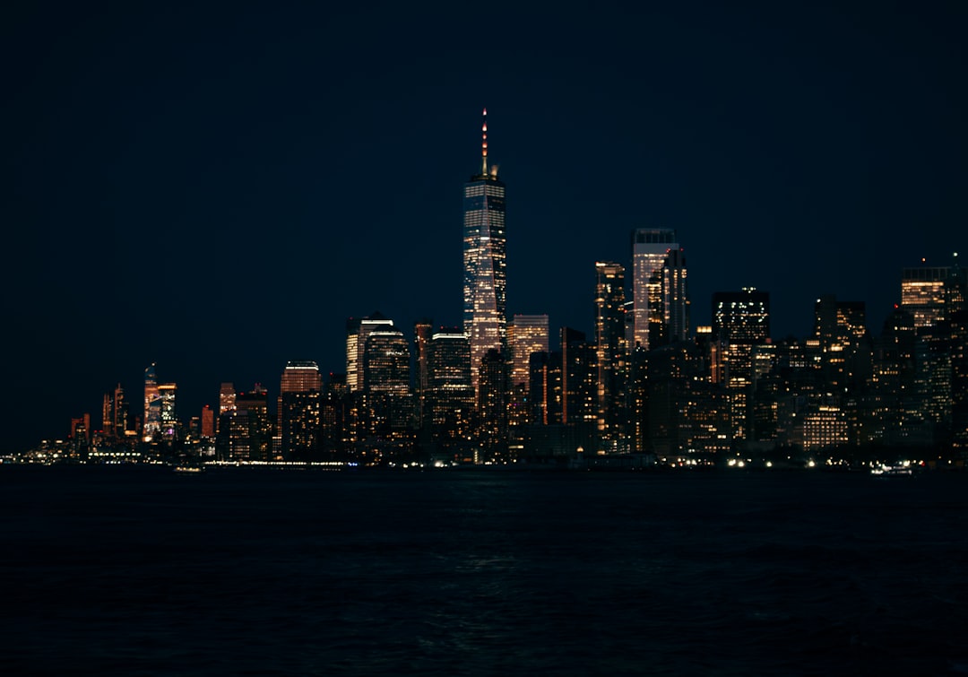 New york city skyline illuminated at night