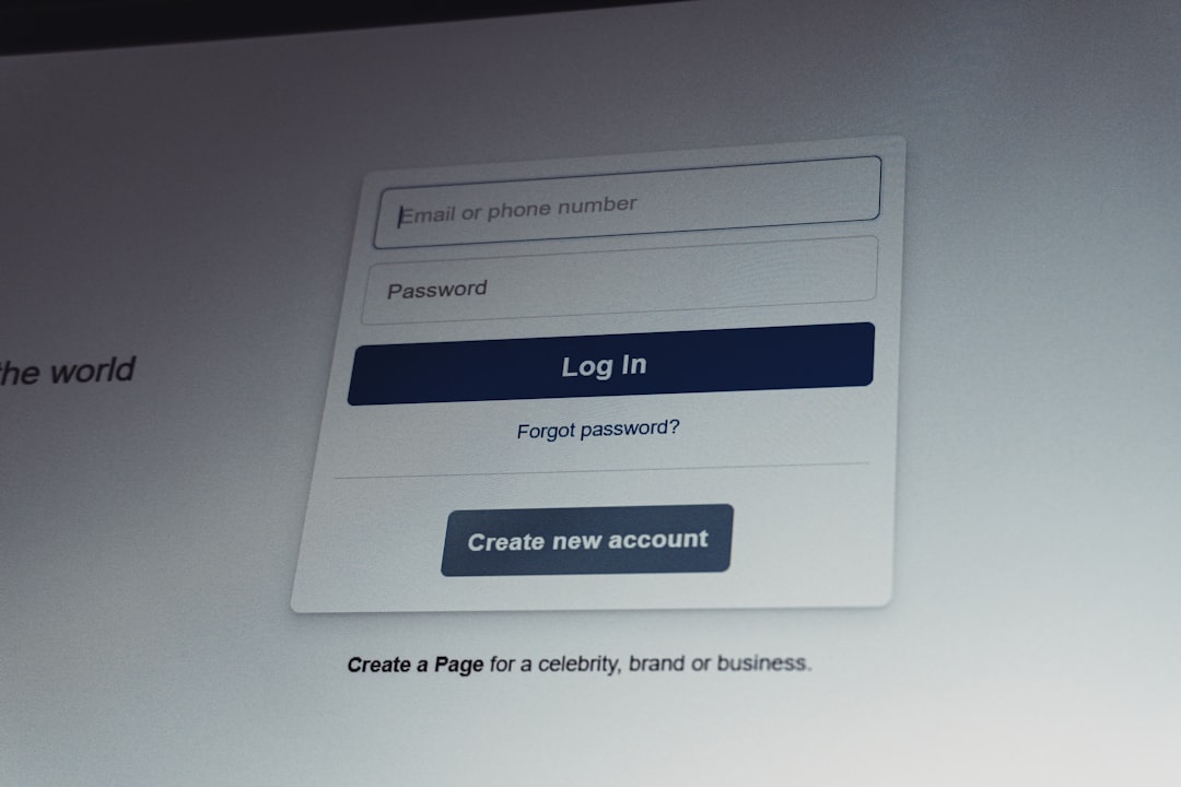 Facebook login screen with email and password fields